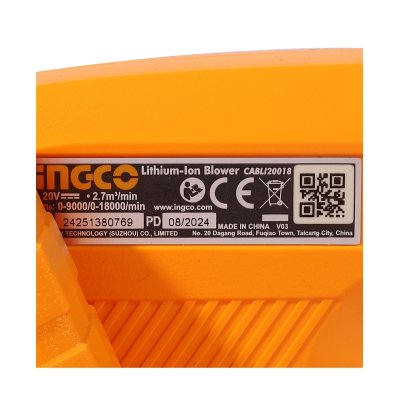 เครื่องเป่าลมไร้สาย ปรับรอบ เครื่องเปล่า 20V INGCO รุ่น CABLI20018