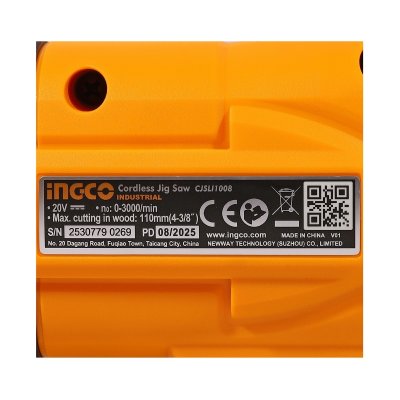 เลื่อยจิ๊กซอไร้สาย 20V INGCO รุ่น CJSLI1008 (เครื่องเปล่า)