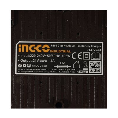 แท่นชาร์จแบตเตอรี่ INGCO 2 พอร์ต P20S รุ่น FCLI2034