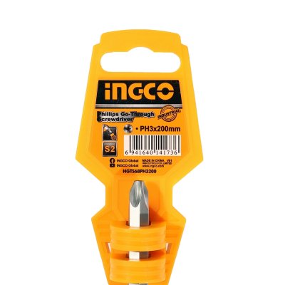 ไขควงแฉก ตอกได้ แกนหกเหลี่ยม PH3X200MM INGCO รุ่น I121-HGTS68PH3200