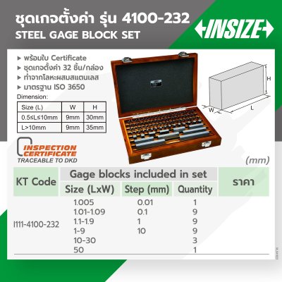 เกจบล็อค INSIZE ชุด 32 ชิ้น รุ่น 4100-232