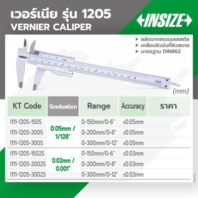 เวอร์เนียร์คาลิปเปอร์ INSIZE รุ่น 1205-1502S (0-150/0-200/0-300 มม.)