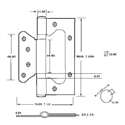 บานพับบานเฟี้ยมสแตนเลส ISON หัวตัด แกนเล็ก รุ่น SM-43250122