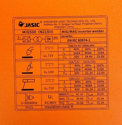 เครื่องเชื่อม รุ่น MIG500N215 พร้อมชุดป้อนลวดแบบแยก JASIC