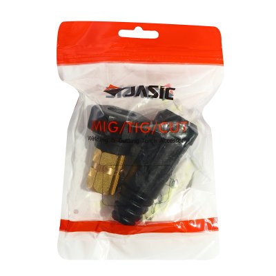 ข้อต่อเกลียวสายเชื่อม JASIC ติดสาย (200-500A) สีดำ