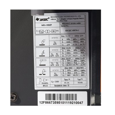 เครื่องเชื่อม MIG 5 IN 1 JASIC รุ่น MIG180MP