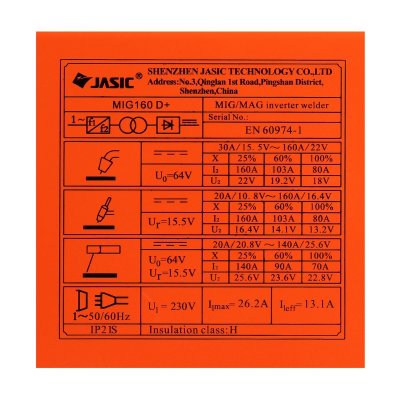 เครื่องเชื่อม MIG/MMA/TIG JASIC รุ่น MIG160D+ (ใช้ลวด 1 กก./5 กก.)