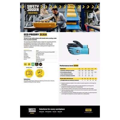 ถุงมือเซฟตี้กันบาด SAFETY JOGGER รุ่น ECO PRODRY (ขนาด EU 7-10)