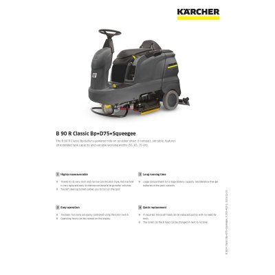 เครื่องขัดพื้นดูดกลับอัตโนมัตินั่งขับ KARCHER รุ่น B 90 R CLASSIC D75BP