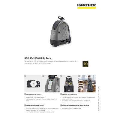 เครื่องขัดปั่นเงาพื้นรอบสูงแบบยืนขับ KARCHER รุ่น BDP50/2000RS