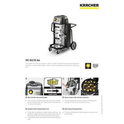 เครื่องดูดฝุ่นงานหนัก KARCHER รุ่น IVC 60/30AP