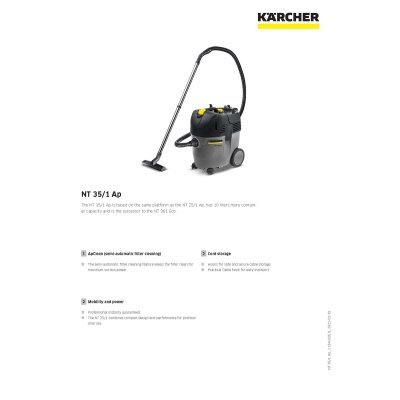 เครื่องดูดฝุ่นน้ำและแห้ง KARCHER รุ่น NT-35/1AP