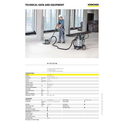 เครื่องดูดฝุ่นน้ำและแห้ง ถังสแตนเลส KARCHER รุ่น NT75/2TACT2 ME