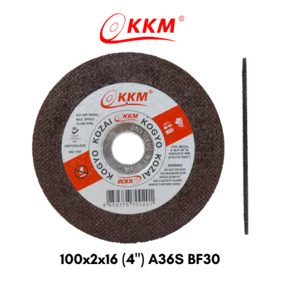 แผ่นตัดเหล็ก KKM A36SBF30 100x2x16 (4")