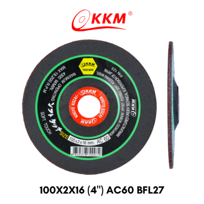 แผ่นเจียรเหล็กอ่อนตัว KKM AC60BFL27 100x3x16 (4")