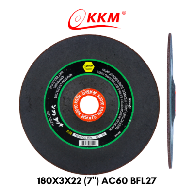 แผ่นเจียรเหล็กอ่อนตัว KKM AC60BFL27 180x3x22 (7")
