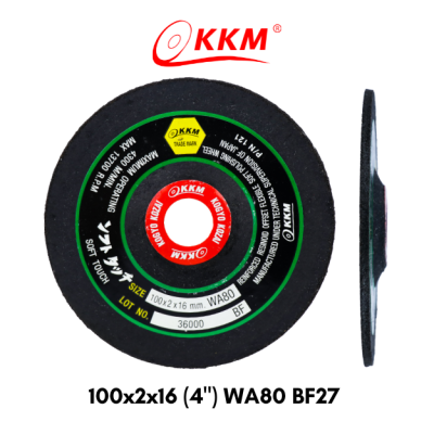 แผ่นเจียรสแตนเลสอ่อนตัว KKM WA80BFL27 100x2x16 (4")