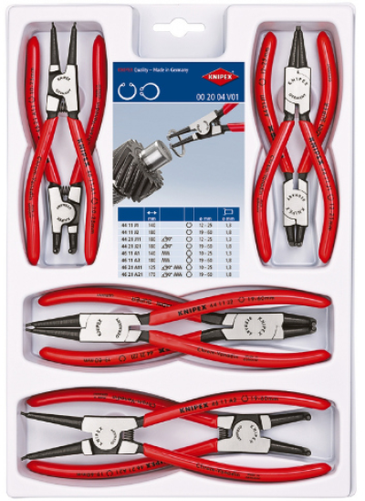 คีมถ่างแหวนในถาดพลาสติก