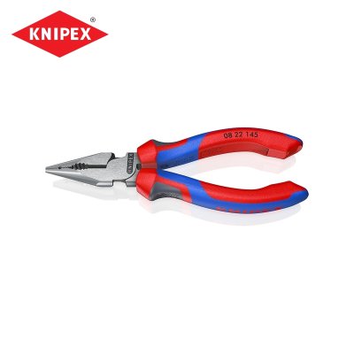 คีมรวมปากแหลม เคลือบดำ ด้ามหนา KNIPEX รุ่น 08 22 145 (มีขนาด 145/185 มม.)
