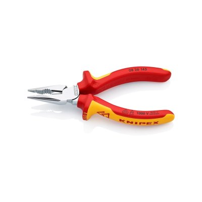 คีมรวมปากแหลม เคลือบโครม ด้าม KNIPEX VDE รุ่น 08 26 145 (มีขนาด 145/185 มม.)