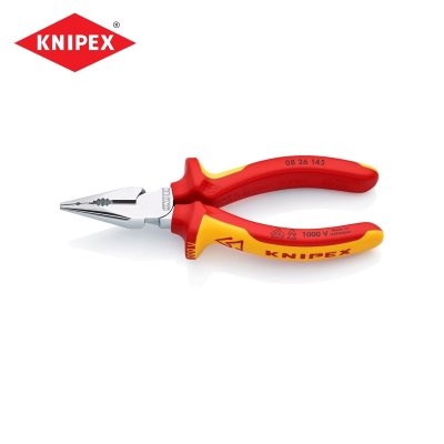 คีมรวมปากแหลม เคลือบโครม ด้าม KNIPEX VDE รุ่น 08 26 145 (มีขนาด 145/185 มม.)