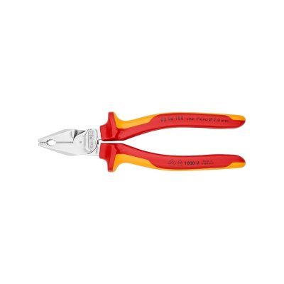 คีมอเนกประสงค์แรงสูงเคลือบโครม ด้าม KNIPEX VDE รุ่น 02 06 180 (มีขนาด 180/200/225 มม.)