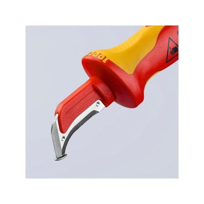มีดปอกสายไฟพร้อมใบรองมีด ด้ามกันไฟ KNIPEX รุ่น 98 55