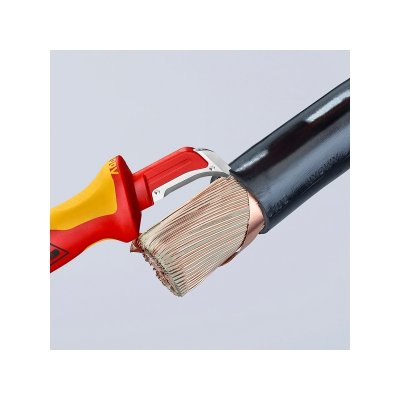 มีดปอกสายไฟพร้อมใบรองมีด ด้ามกันไฟ KNIPEX รุ่น 98 55