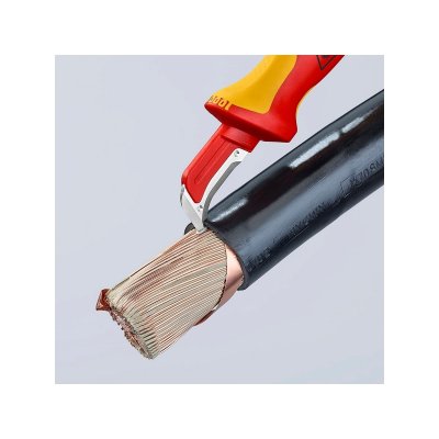 มีดปอกสายไฟพร้อมใบรองมีด ด้ามกันไฟ KNIPEX รุ่น 98 55