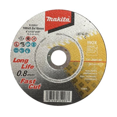 แผ่นตัดเหล็ก ตัดเร็ว 4 นิ้ว หนา 0.8 มม. MAKITA รุ่น E-22931