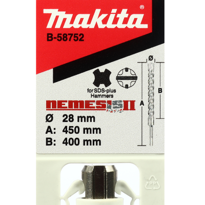 ดอกสว่านคอนกรีต MAKITA รุ่น SDS 4PLUS (B-58752) 28x450 มม.