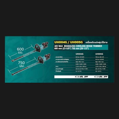 เครื่องตัดแต่งพุ่มไร้สาย MAKITA 40V 60CM SHARP รุ่น UH004GM201