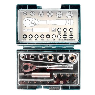ชุดก๊อกแก๊ก MAKITA รุ่น B-54081 1/4"+ดอกไขควง 21 PCS