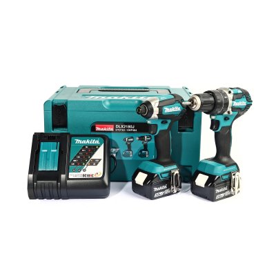 ชุดคอมโบเครื่องมือไฟฟ้าไร้สาย MAKITA 18V DHP484Z+DTD153Z พร้อมแบต 2 ก้อนและกล่อง MAKPAC รุ่น DLX2180J