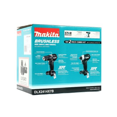 ชุดคอมโบเครื่องมือไฟฟ้าไร้สาย MAKITA DHP487+DTD157 สีดำ แบต 1.5AHx2 รุ่น DLX2414X7B