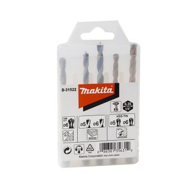ชุดดอกเจาะไม้ เหล็ก ปูน ก้านหกเหลี่ยม MAKITA รุ่น D-31522 (5 ดอก)