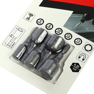 ชุดดอกไขควงหัวลูกบล๊อก 5 ดอก MAKITA รุ่น B-39176 (6,8,10,12,13 มม.)