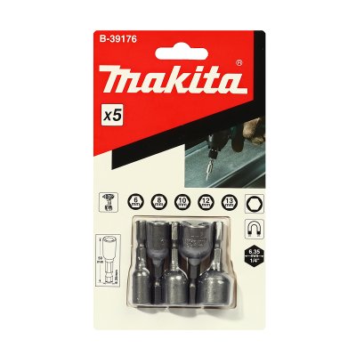 ชุดดอกไขควงหัวลูกบล๊อก 5 ดอก MAKITA รุ่น B-39176 (6,8,10,12,13 มม.)