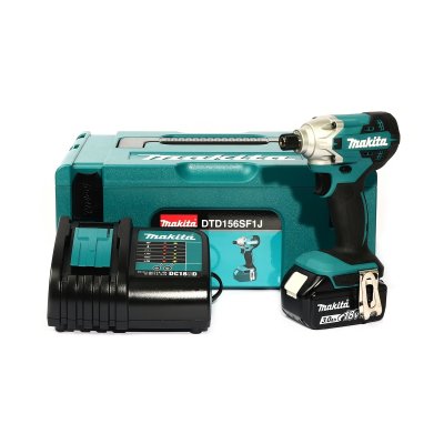 ชุดสว่านไขควงกระแทกไร้สาย MAKITA รุ่น DTD156SF1J 18V พร้อมแบตเตอรี่และกล่อง MAKPAC