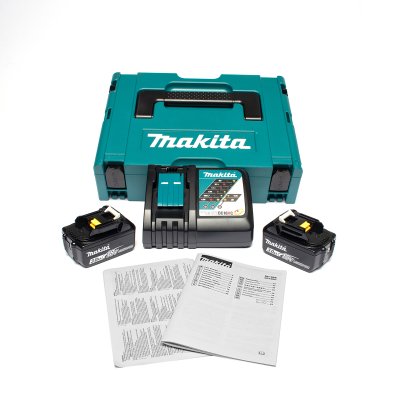 ชุดแบตเตอรี่และแท่นชาร์จ MAKITA 18V รุ่น MKP1RF182 (BL1830B x2 + DC18RC + กล่อง MAKPAC)