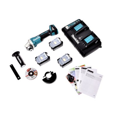 ชุดแบตเตอรี่และแท่นชาร์จคู่ MAKITA รุ่น MKP4PT1831 (BL1850B x3 + แท่นชาร์จ DUO + เครื่องเจียร DGA)