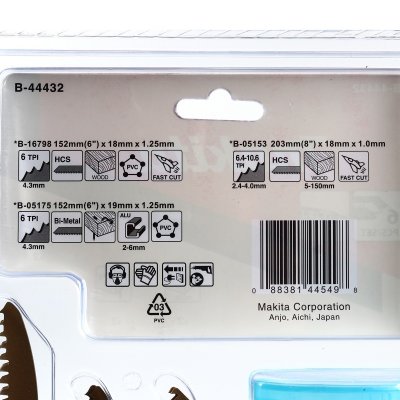ชุดใบเลื่อยชักตัดไม้ 6 ใบ MAKITA รุ่น B-44432 (RECIPRO SAW BLADE CASE A)