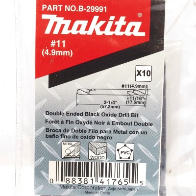 ดอกสว่าน 2 หัว HSS #11 (สำหรับรีเว็ท NO.6) MAKITA รุ่น MPB-29991 (10PCS/1PAC)