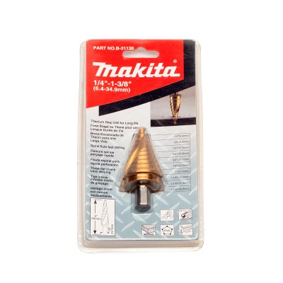 ดอกสว่านขั้นบันได 1/4"-1-3/8" ร่องเกลียว TI-N MAKITA รุ่น MPB-31136