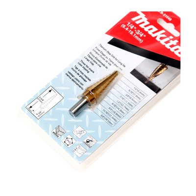 ดอกสว่านขั้นบันได Step Drill ร่องตรง TI-N MAKITA รุ่น MPB-31049 (1/4"-3/4"/1/4"-1-3/8"/3/16"-7/8"/9/16"-1")