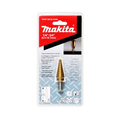 ดอกสว่านขั้นบันได Step Drill ร่องตรง TI-N MAKITA รุ่น MPB-31049 (1/4"-3/4"/1/4"-1-3/8"/3/16"-7/8"/9/16"-1")