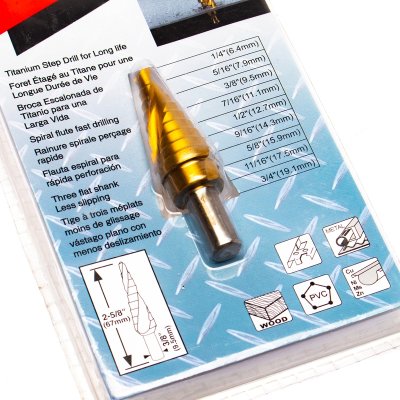ดอกสว่านขั้นบันได Step Drill ร่องเกลียว TI-N MAKITA รุ่น MPB-31120 (1/4"-3/4"/3/16"-7/8"/4-32MM)