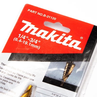 ดอกสว่านขั้นบันได Step Drill ร่องเกลียว TI-N MAKITA รุ่น MPB-31120 (1/4"-3/4"/3/16"-7/8"/4-32MM)