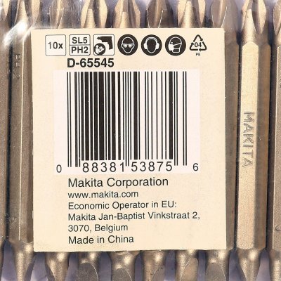 ดอกไขควงสองหัว แฉก+แบน X65 (10 ดอก/ชุด) MAKITA รุ่น MP000589B