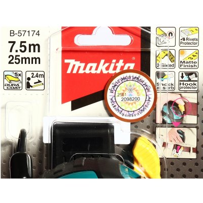 ตลับเมตร MAKITA 7.5 ม. x 25 มม. หน่วยมิล พร้อม Safety Cord รุ่น MPB-57174